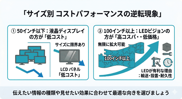 デジタルサイネージのサイズ別のコストパフォーマンス