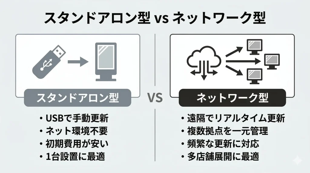 スタンドアロン型とネットワーク型の違い