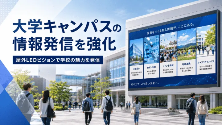大学キャンパスの屋外LEDビジョン活用イメージ